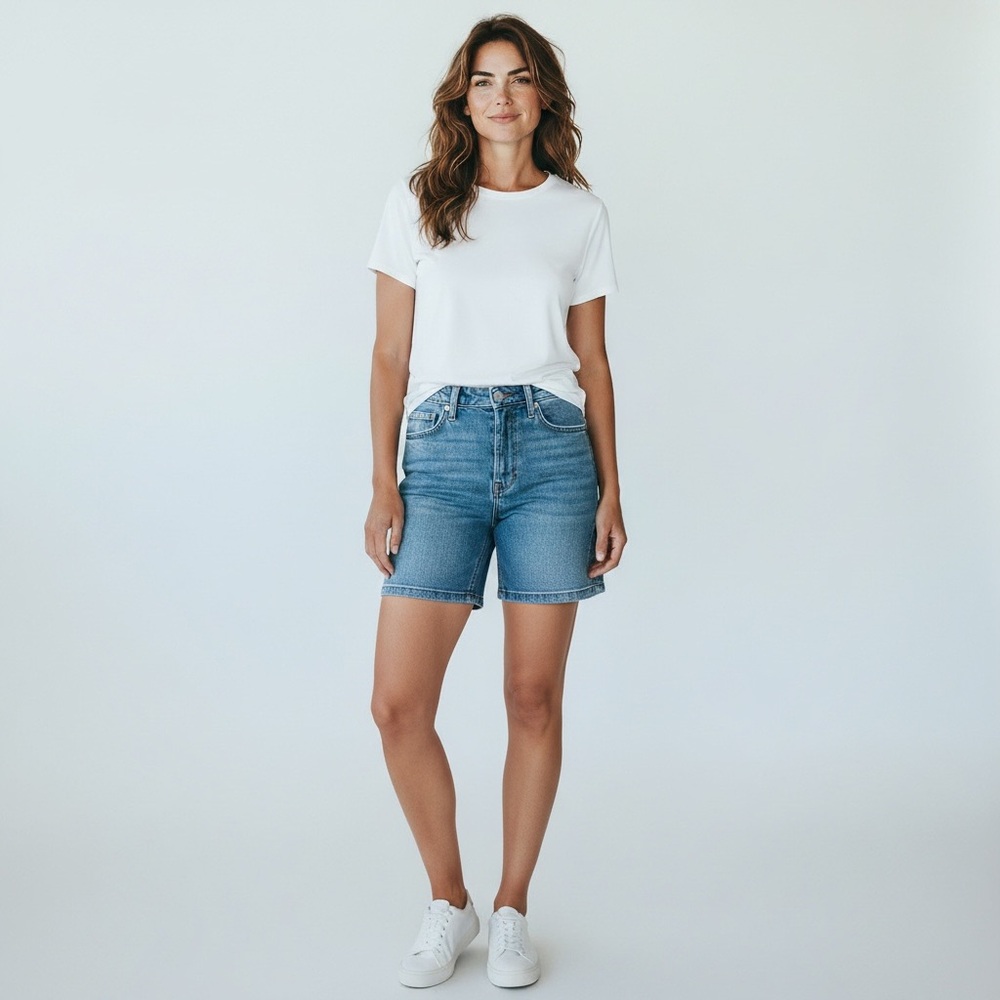 Judy Blue Denim Shorts • Size 1XL • High Rise • Stretchy • Medium Wash • NWT B16